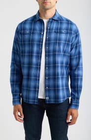 johnnie-O Snap Indigo Plaid Cotton Shirt