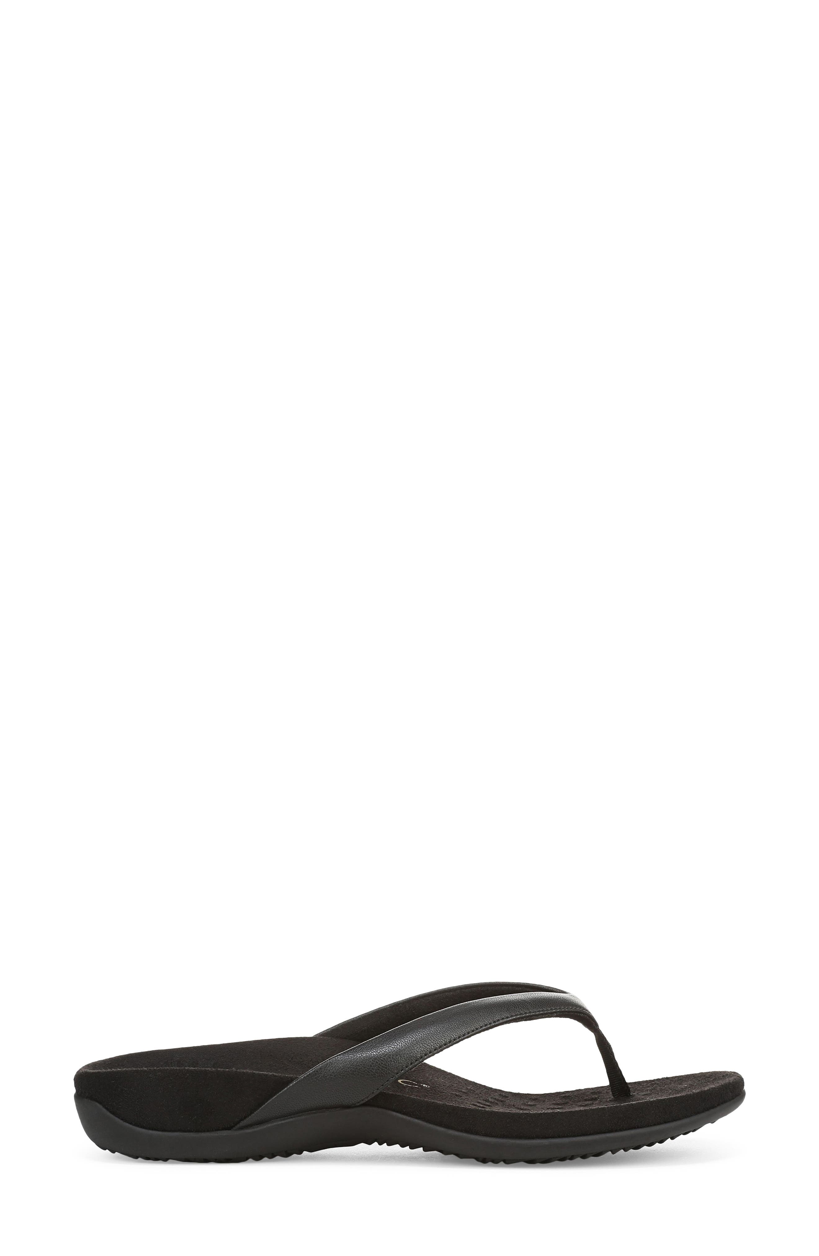 Vionic Dillon Flip Flop, Alternate, color, Black Leather