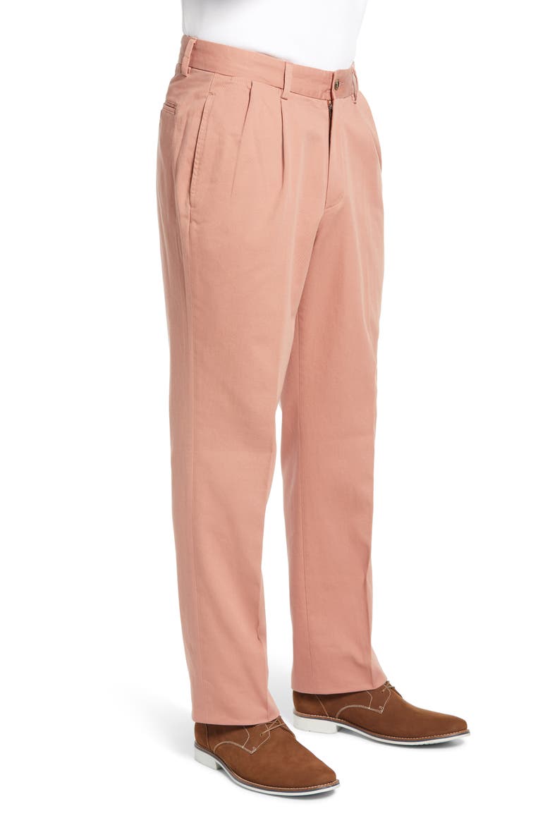 Charleston Khakis Pleated Chino Pants, Alternate, color, CHARLESTON BRICK