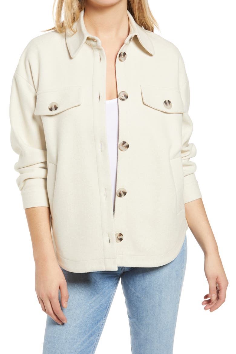 Neally Fleece Shirt Jacket, Main, color, BIRCH