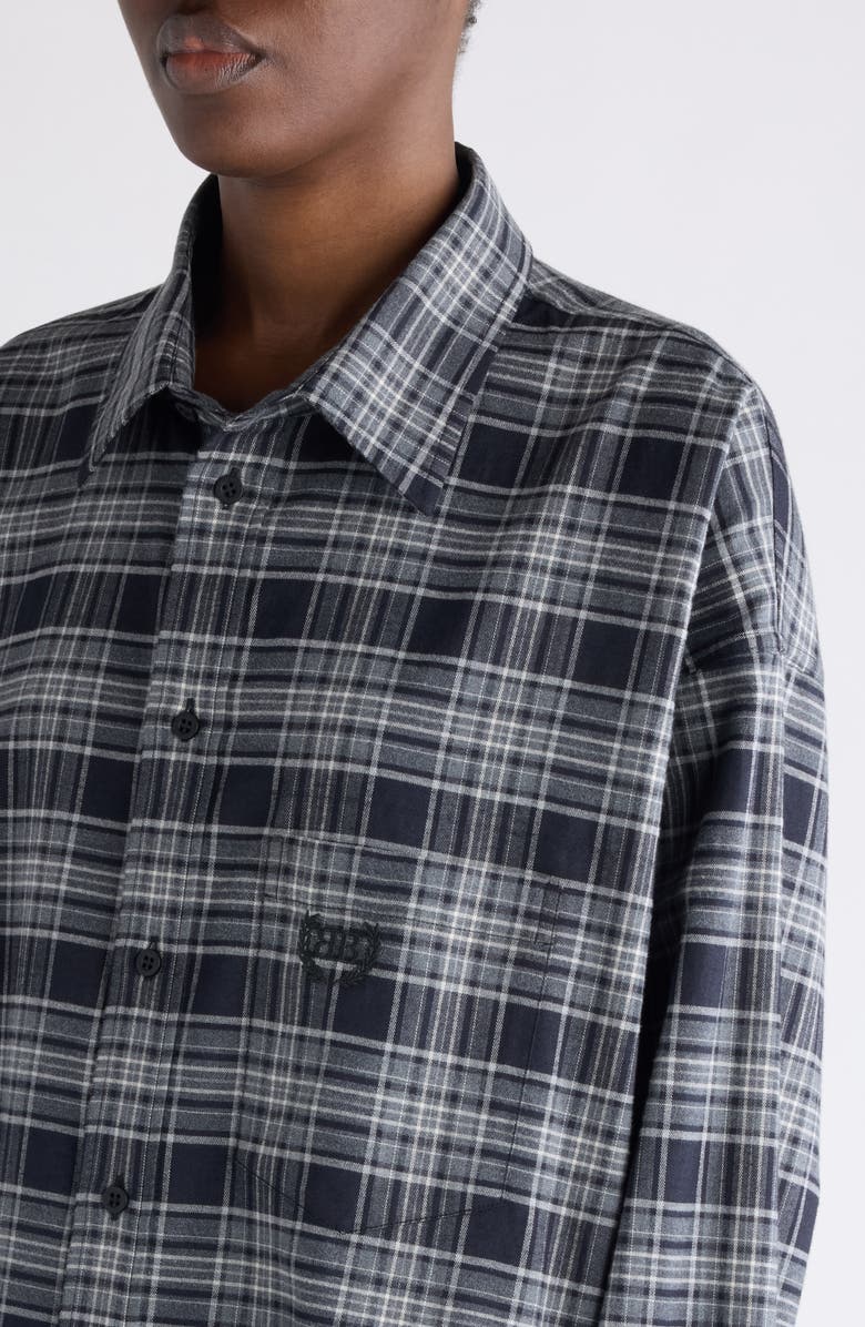 Balenciaga Regular Fit Plaid Button-Up Shirt, Alternate, color, 1240 Grey