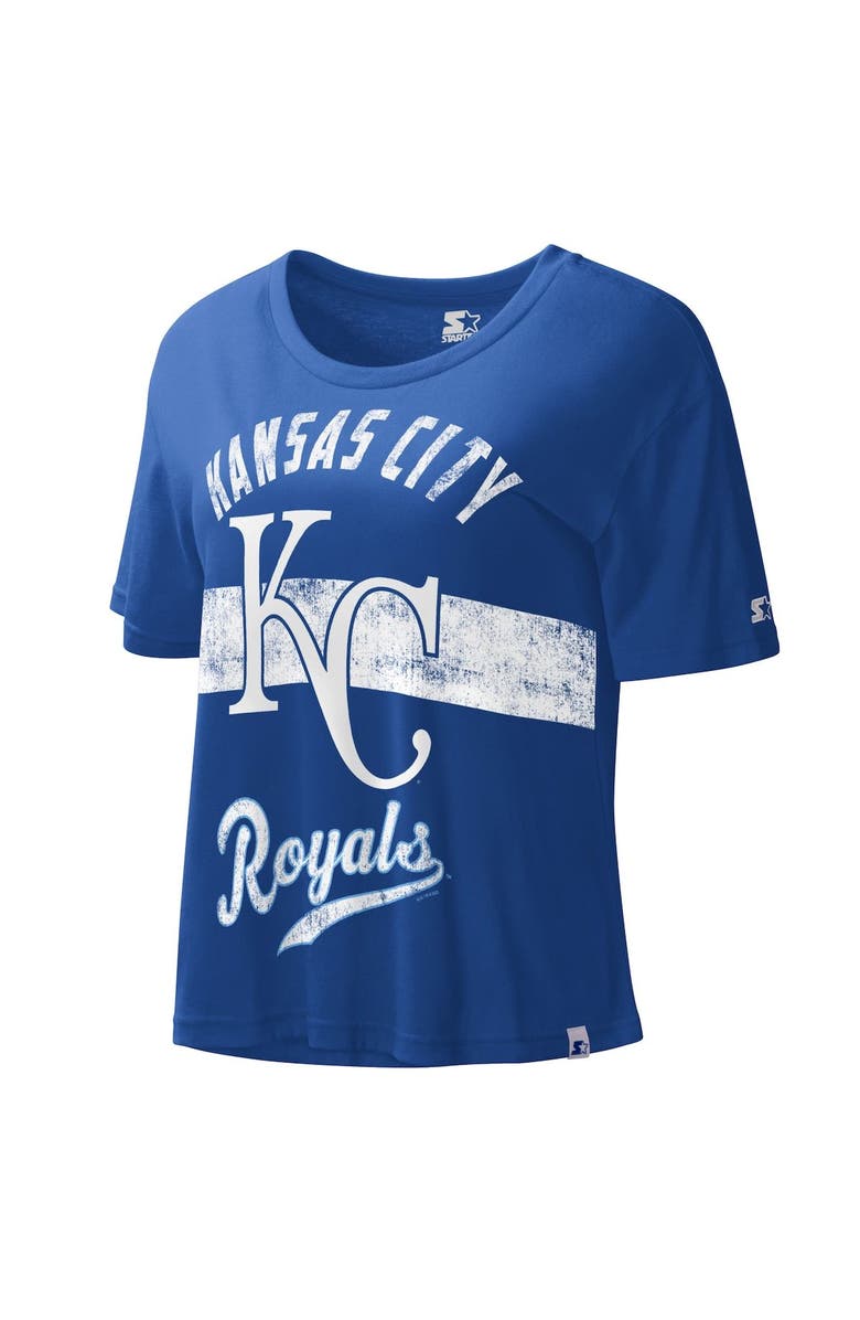 STARTER Women's Starter Royal Kansas City Royals  Record Setter Crop Top, Main, color, 