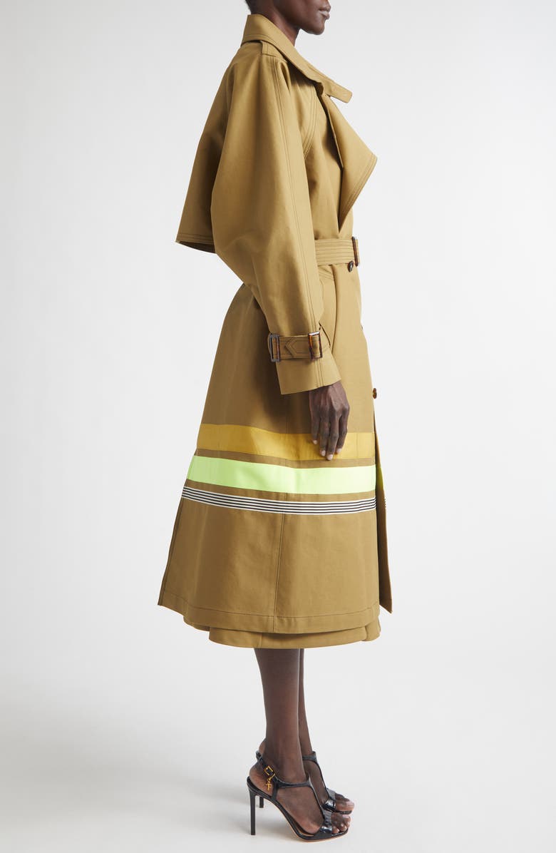 Christopher John Rogers Stripe Detail Oversize Trench Coat, Alternate, color, Cardamom