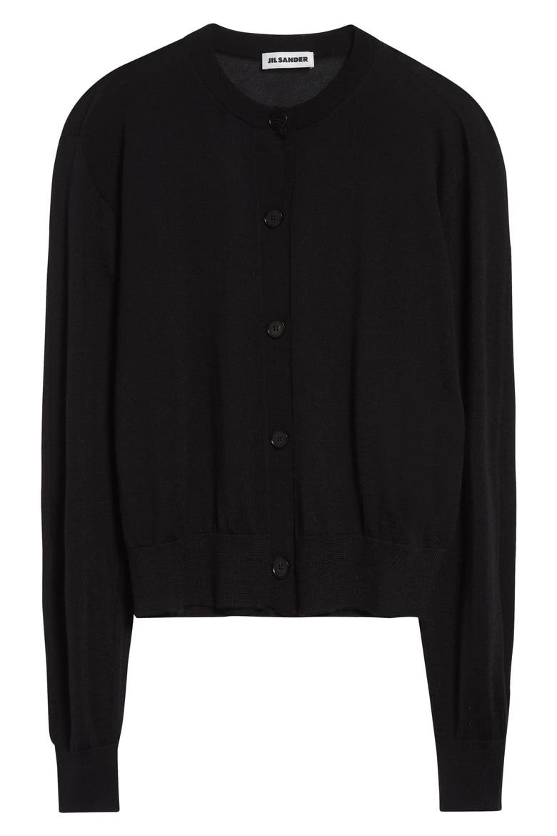 Merino Wool, Cashmere & Silk Cardigan, Alternate, color, BLACK