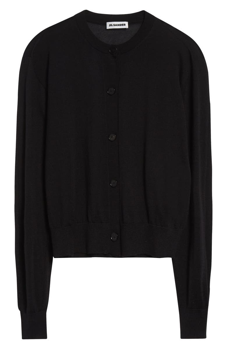 Jil Sander Merino Wool, Cashmere & Silk Cardigan, Alternate, color, Black