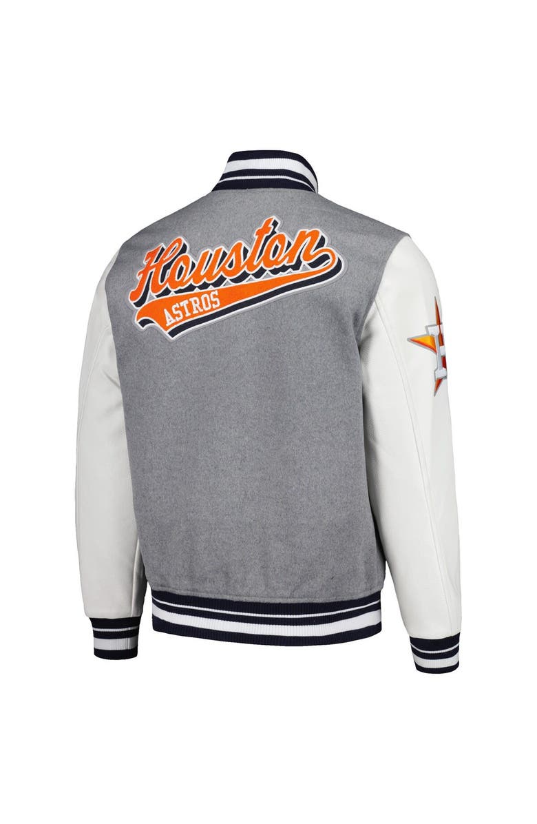 PRO STANDARD Men's Pro Standard Heather Gray Houston Astros Script Tail Wool Full-Zip Varity Jacket, Alternate, color, Heather Gray