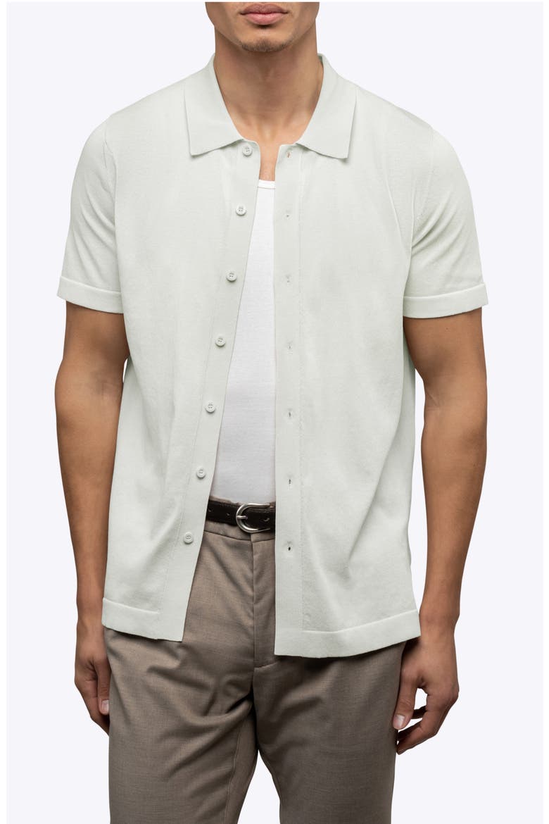 Riviera Cotton Blend Knit Camp Shirt, Main, color, NIMBUS