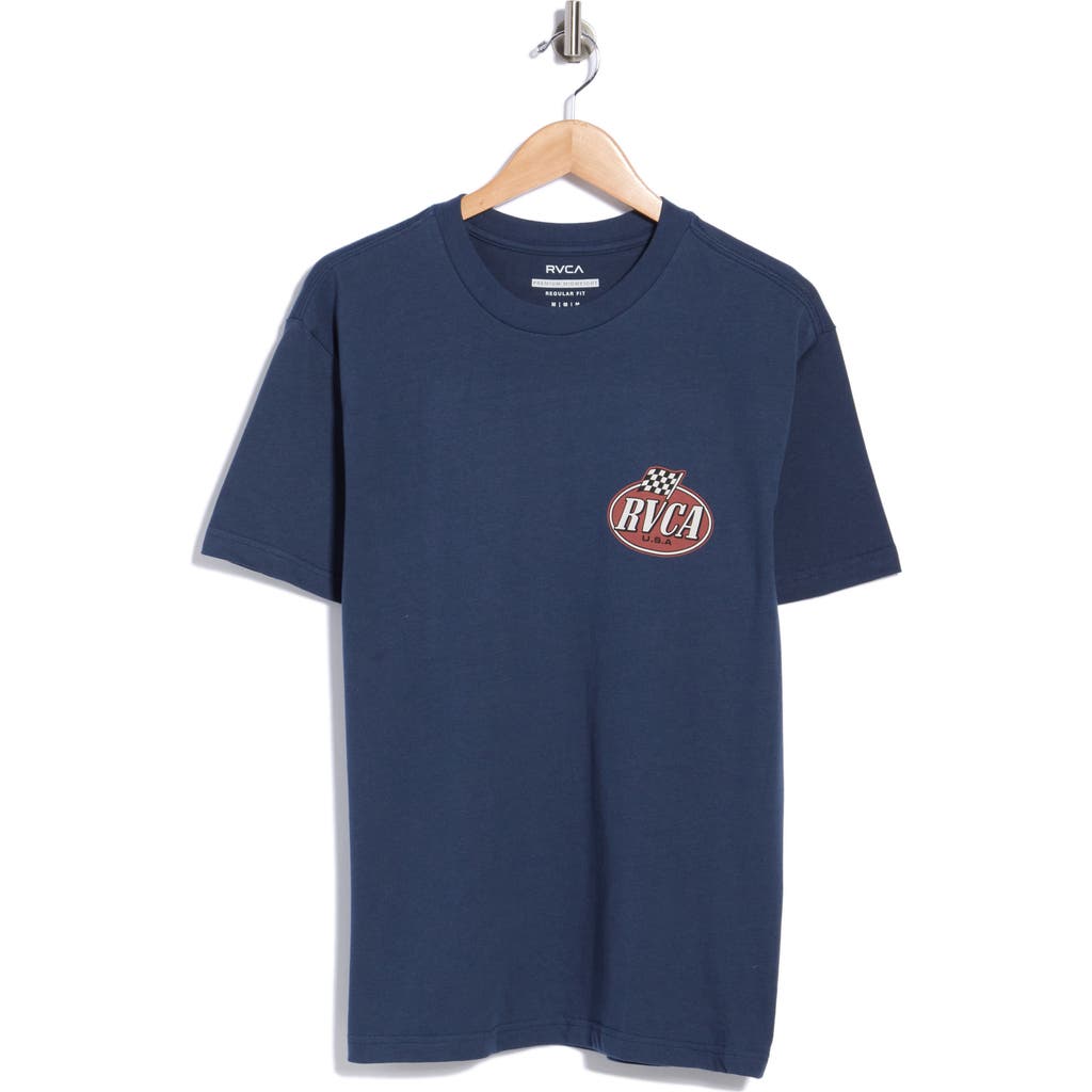 Rvca Speed Check Cotton Graphic T-shirt In Moody Blue
