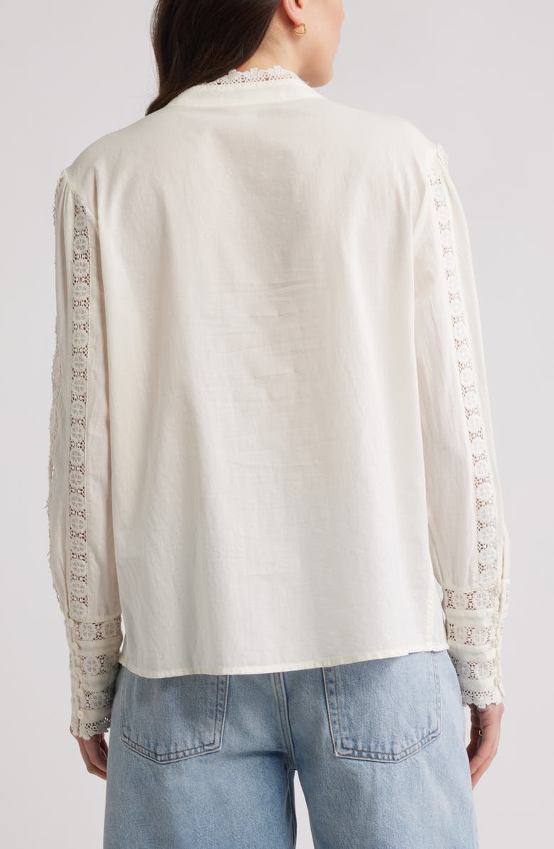 Caslon<sup>®</sup> Pretty Lace Panel Button-Up Shirt, Alternate, color, Ivory Pristine
