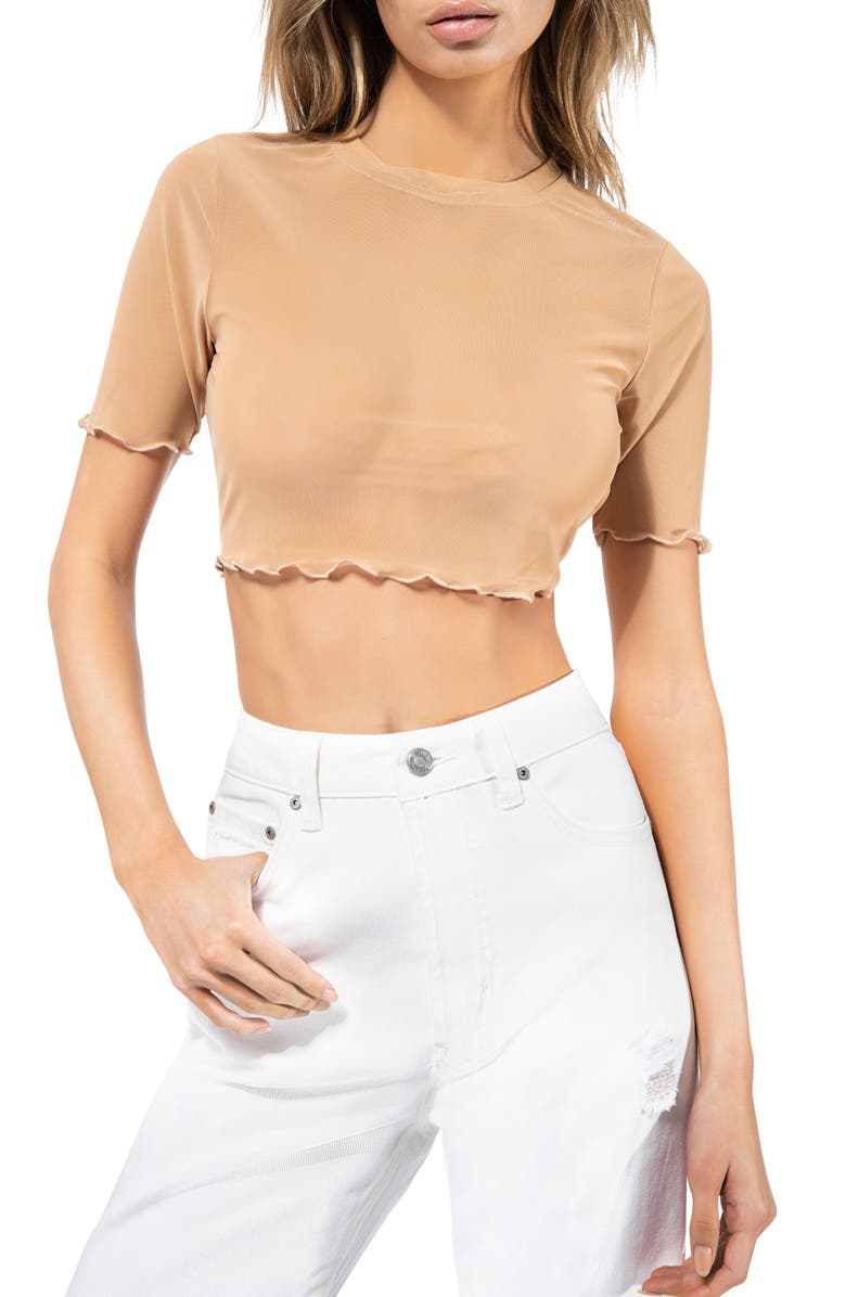 AFRM Isla Mesh Crop Shirt, Alternate, color, 