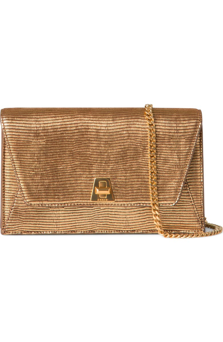 Akris Anouk Lizard Embossed Metallic Leather Shoulder Bag, Alternate, color, Bronze Gold