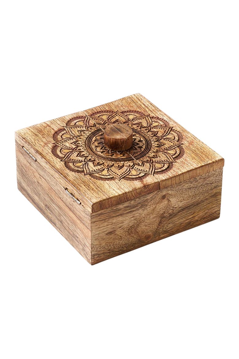 Mandala Keepsake Box - Mango Wood, Fair Trade, Main, color, Brown