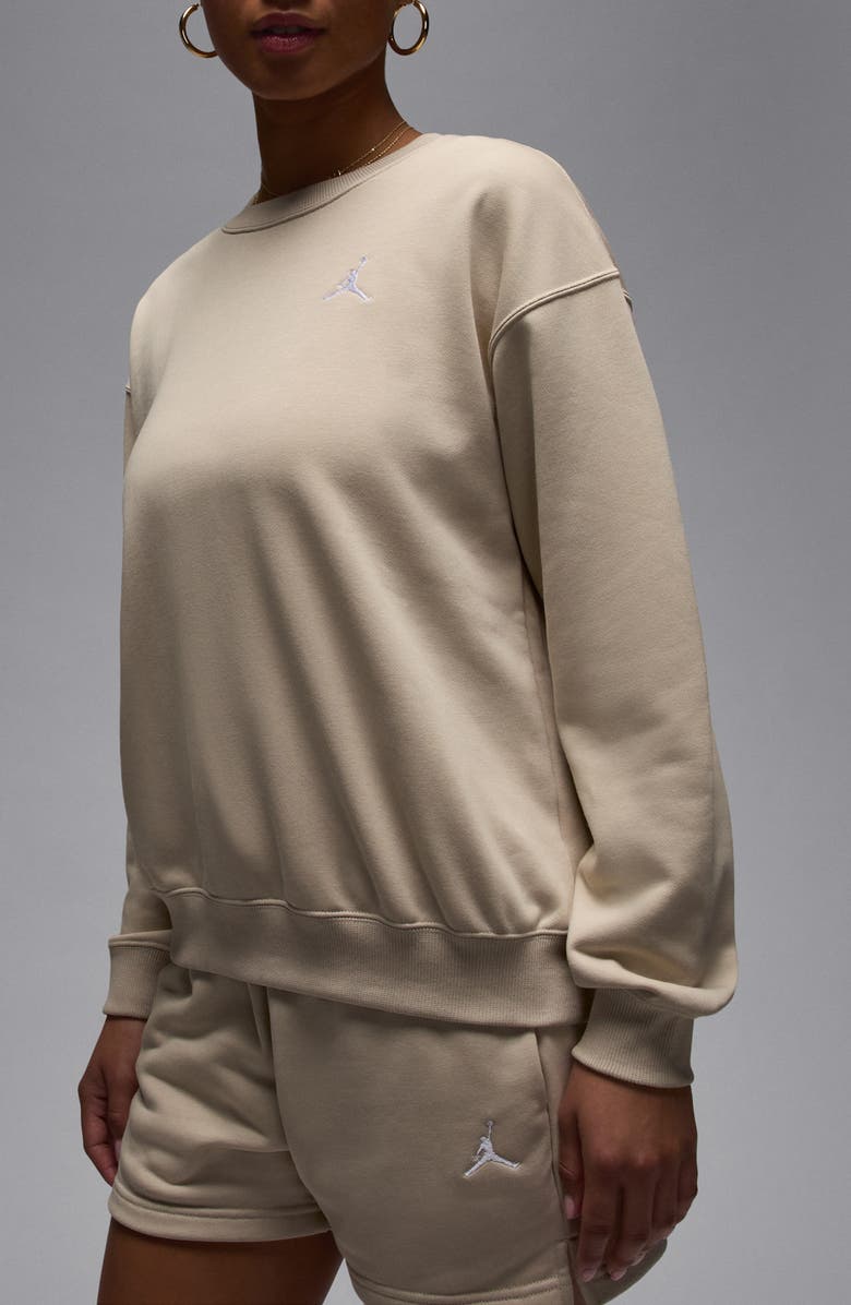 Nike Brooklyn Fleece Crewneck Sweatshirt, Main, color, Rattan/ White