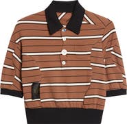 Undercover Stripe Crop Cotton Piqué Polo