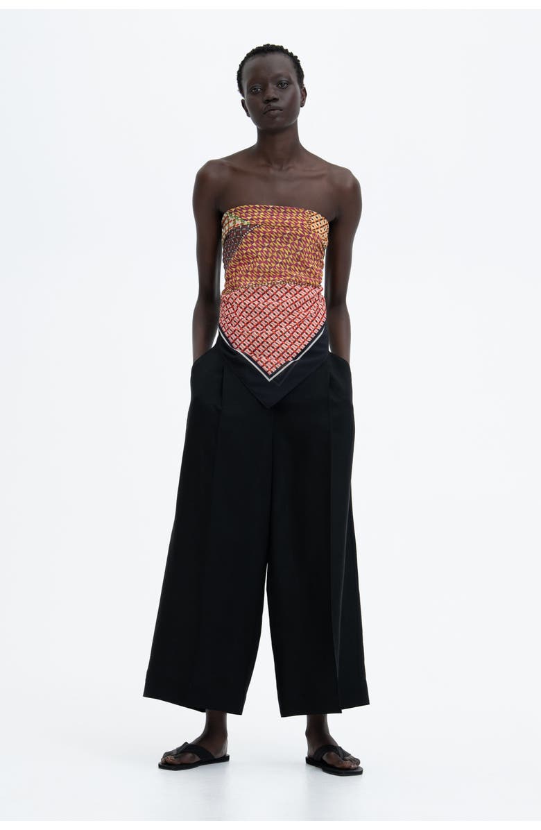 H&M Ankle-length Linen-blend Trousers, Alternate, color, Black