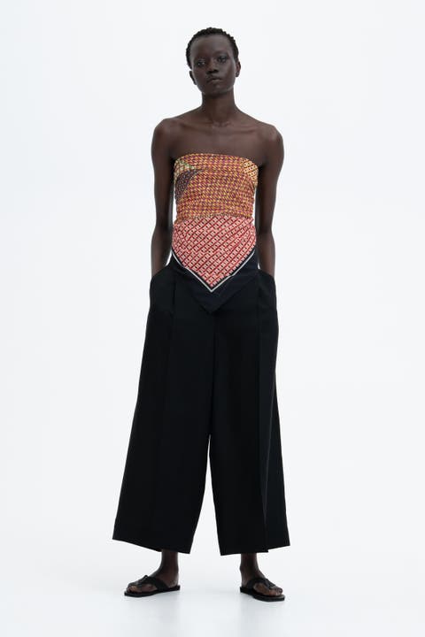 Ankle-length Linen-blend Trousers