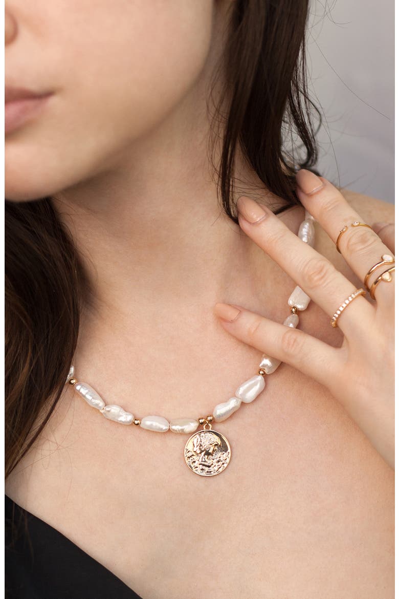 Cultured Pearl Pendant Necklace, Alternate, color, GOLD