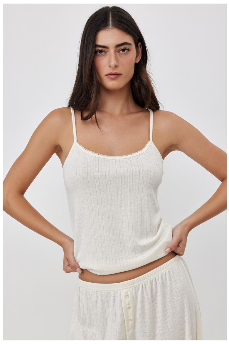 Daydream Pointelle Loungewear Tank Top, Alternate, color, Cream