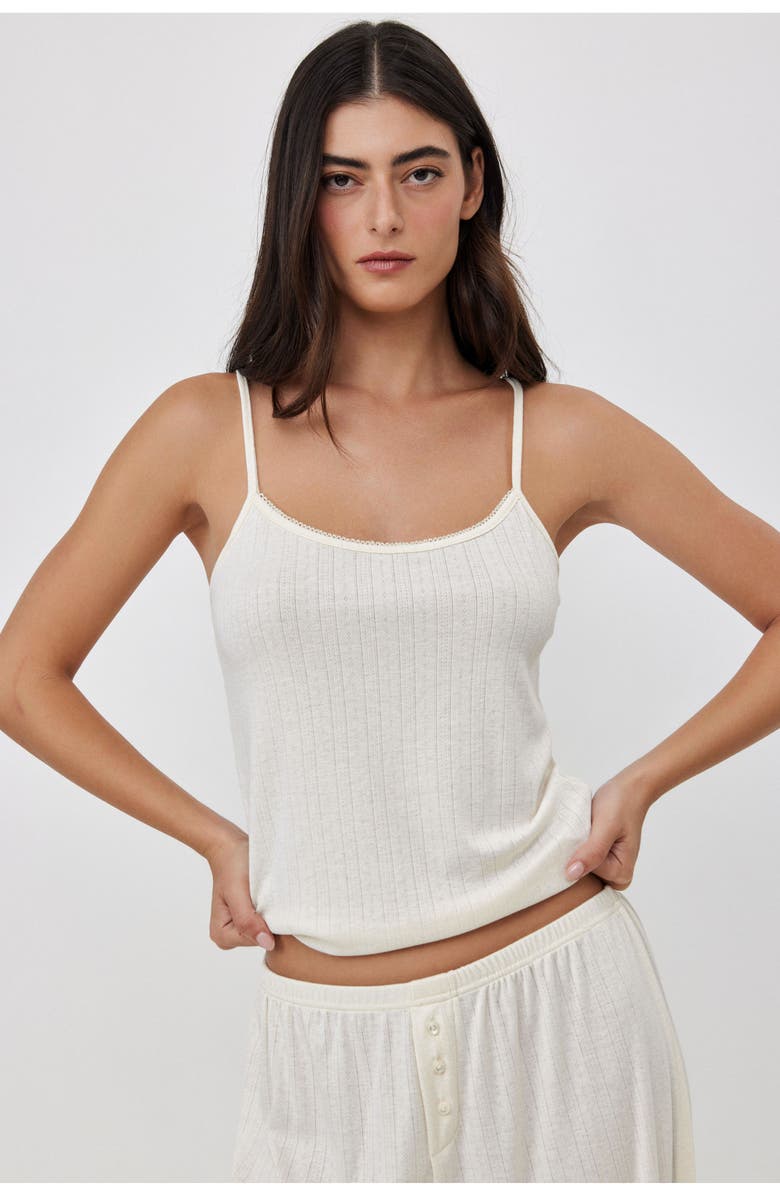 Gottex Beach Life Daydream Pointelle Loungewear Tank Top, Alternate, color, Cream