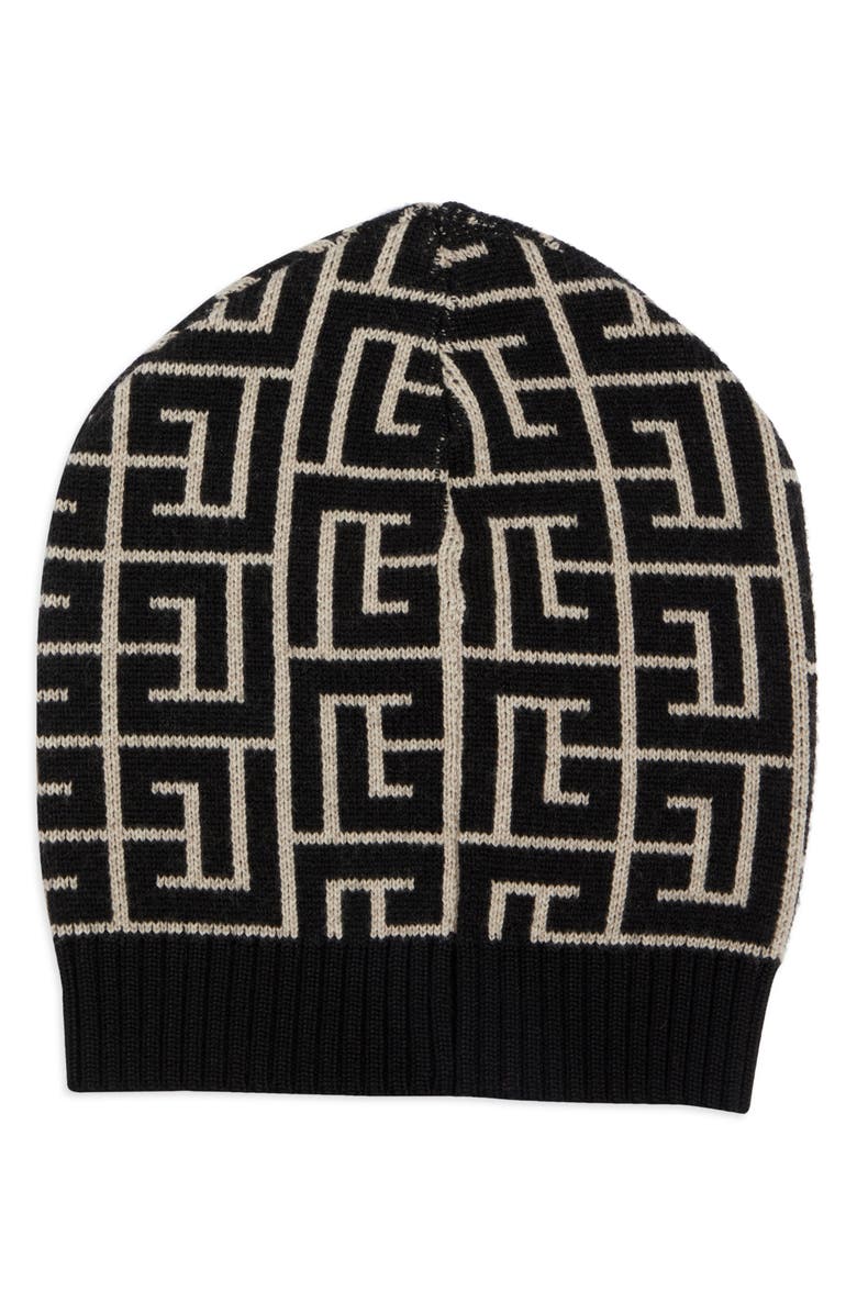 Balmain Maxi Monogram Wool Beanie, Alternate, color, 