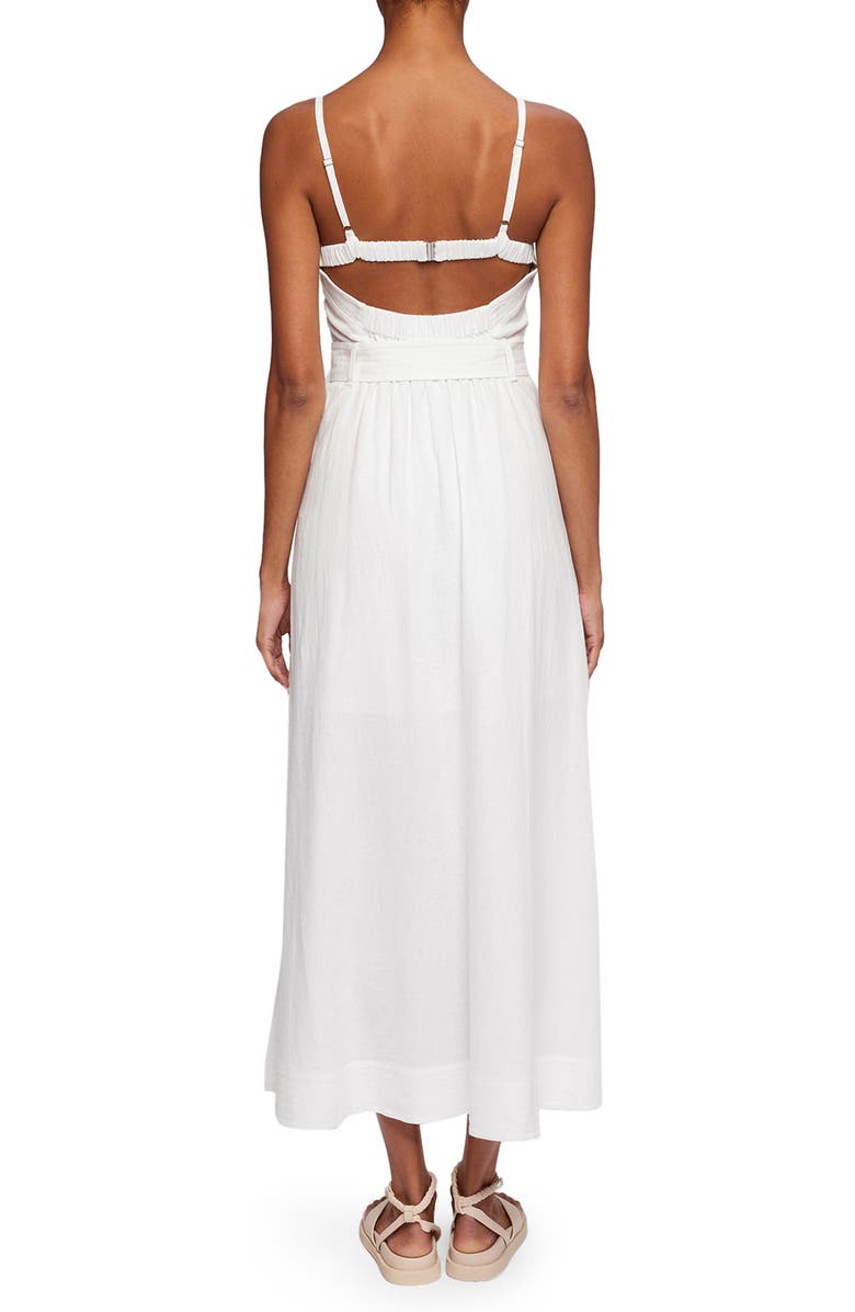 Jonathan Simkhai Standard Skye Belted Washed Linen Blend Midi Dress, Alternate, color, 