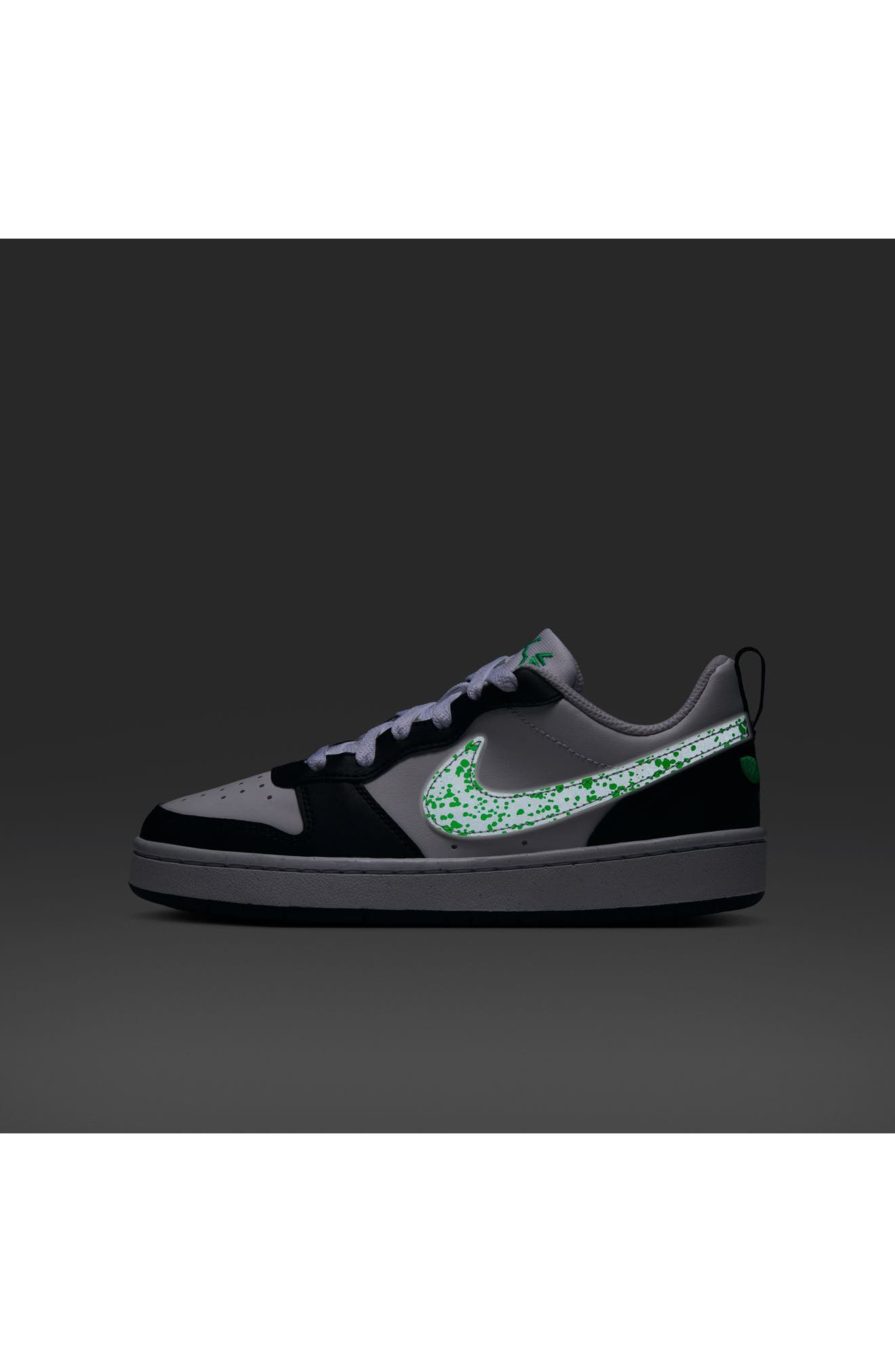 Kids' Court Borough Low Sneaker, Alternate, color, WHITE/ SILVER/ BLACK/ GREEN