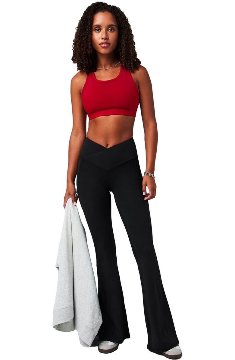Fabletics Women's Oasis PureLuxe High-Waisted Crossover Flare, Alternate, color, Black