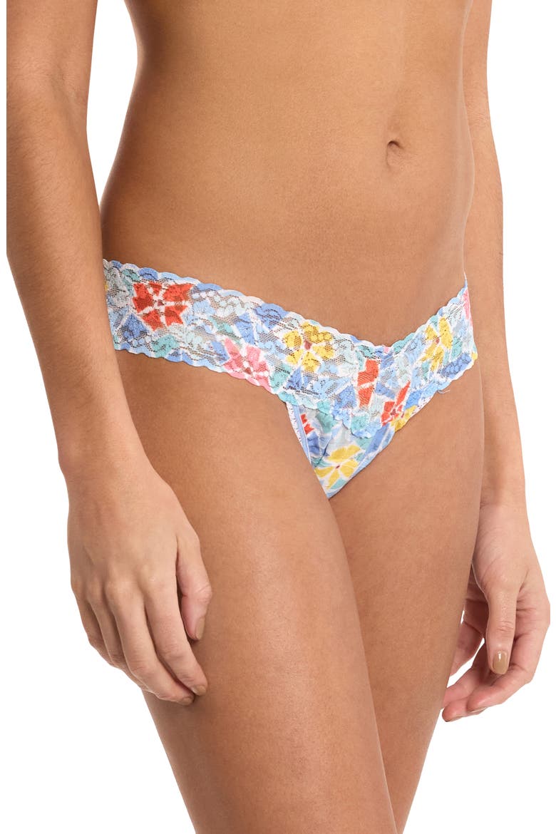 Print Low Rise Thong, Alternate, color, FLORAL MOSAIC