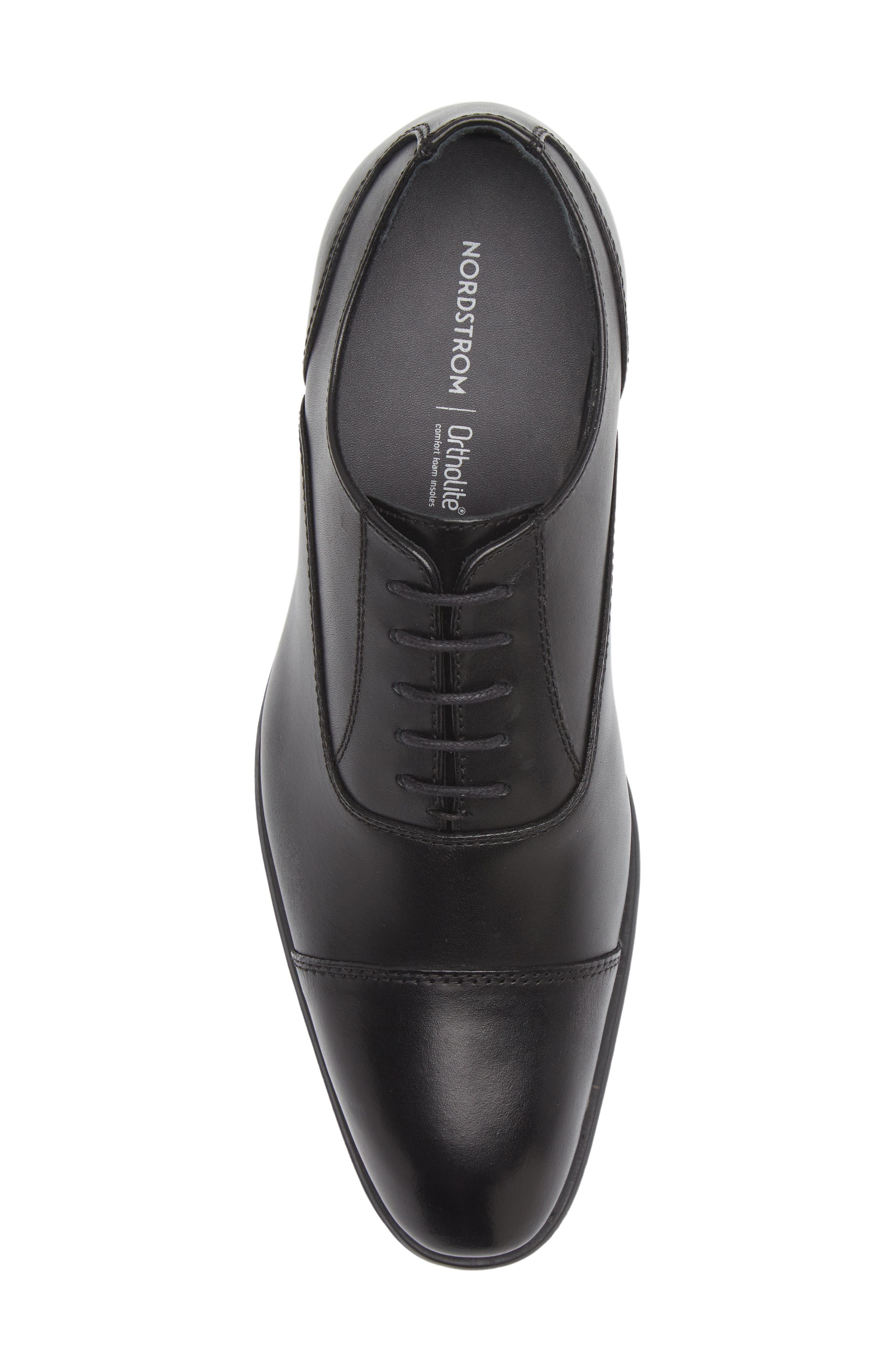 Nordstrom Dane Cap Toe Oxford, Alternate, color, Black Leather