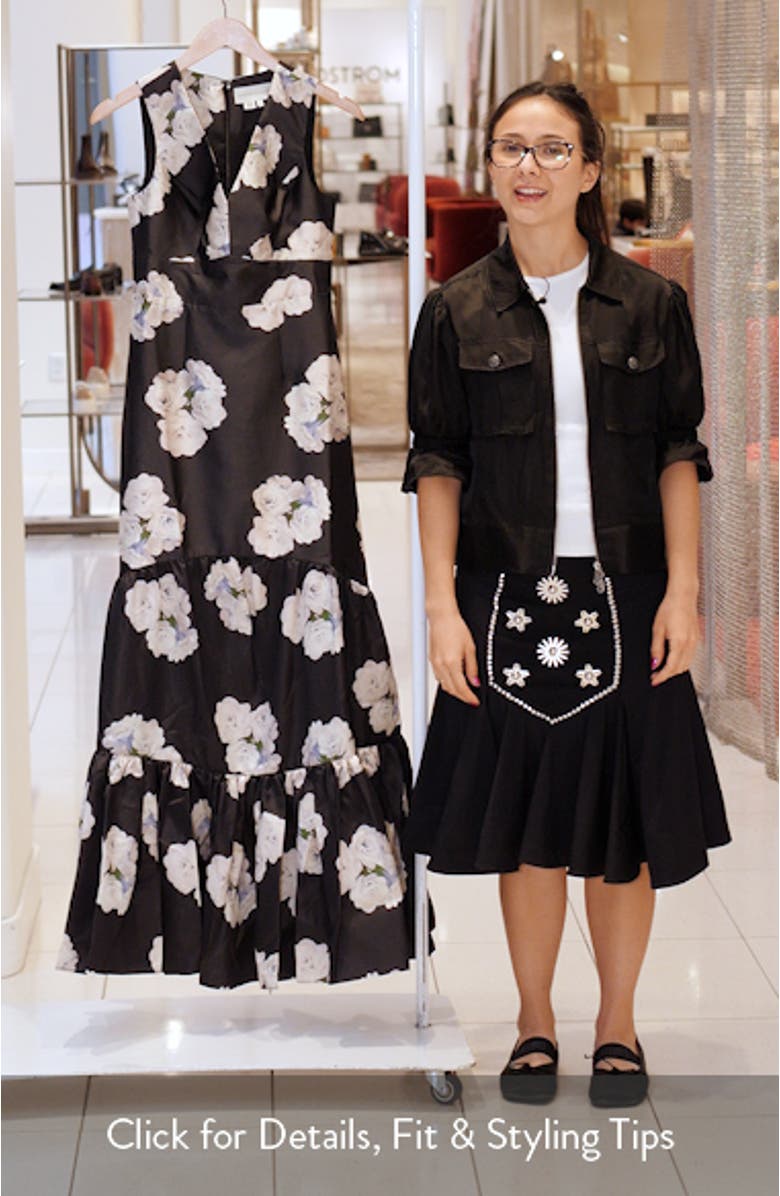 Rori Floral Tiered Mikado Gown, sales video thumbnail