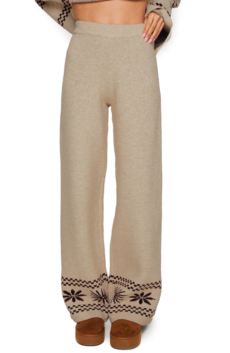 Princess Polly Anok Star Sweater Pants, Main, color, Brown / Cream