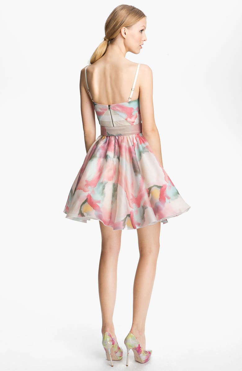 Alice + Olivia Belted Print Bustier Dress, Alternate, color, 