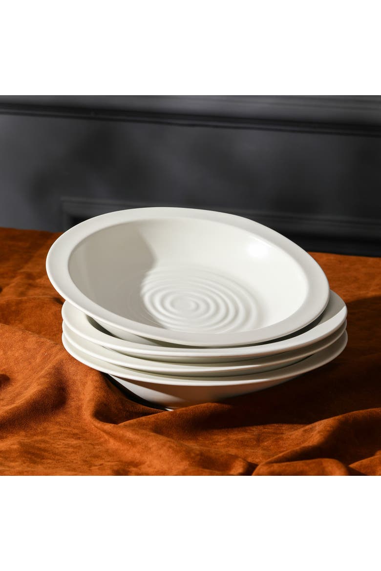 Orbit Stoneware 12-Piece Dinnerware Set with Pasta Bowls, Alternate, color, White