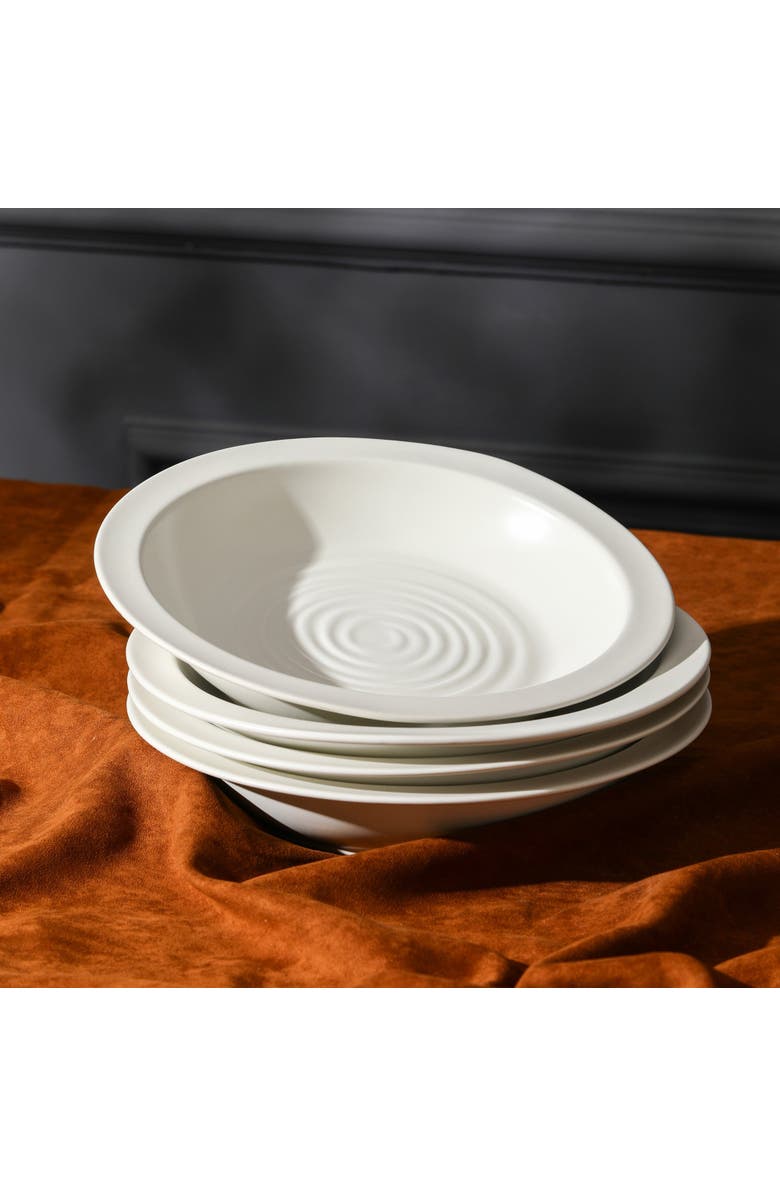 Stone Lain Orbit Stoneware 12-Piece Dinnerware Set with Pasta Bowls, Alternate, color, White