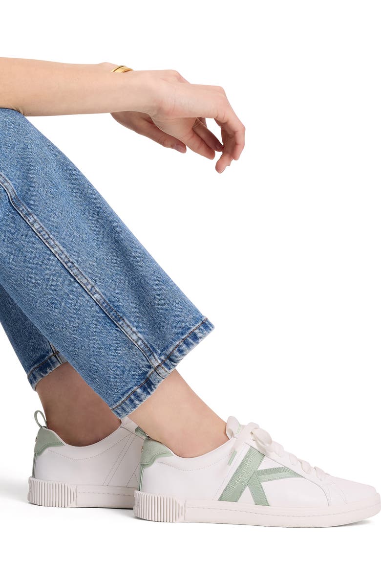 Kate Spade New York signature sneaker, Alternate, color, True White/ Pistachio Ice