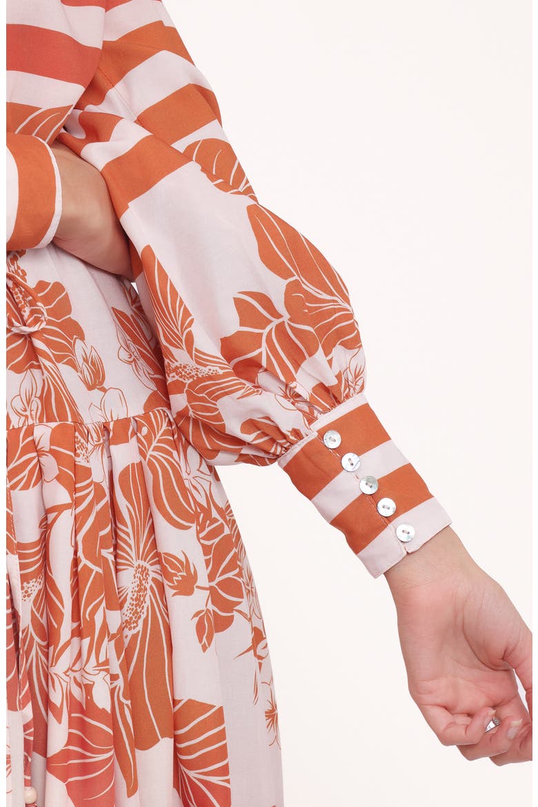 Jules Mixed Print Long Sleeve Dress, Alternate, color, WHITE/ ORANGE