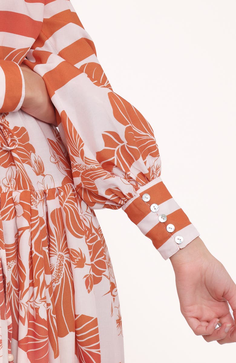 Petal & Pup Jules Mixed Print Long Sleeve Dress, Alternate, color, White/ Orange