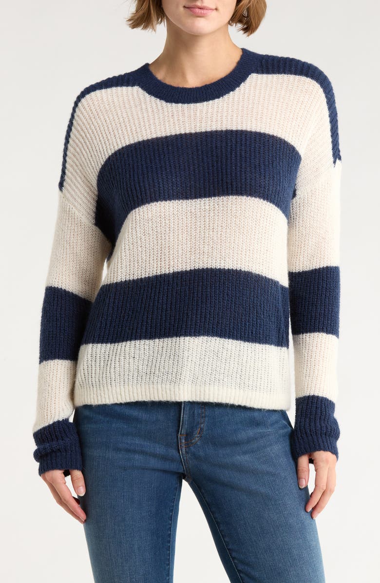Madewell Rosario Stripe Sweater, Main, color, Classic Indigo