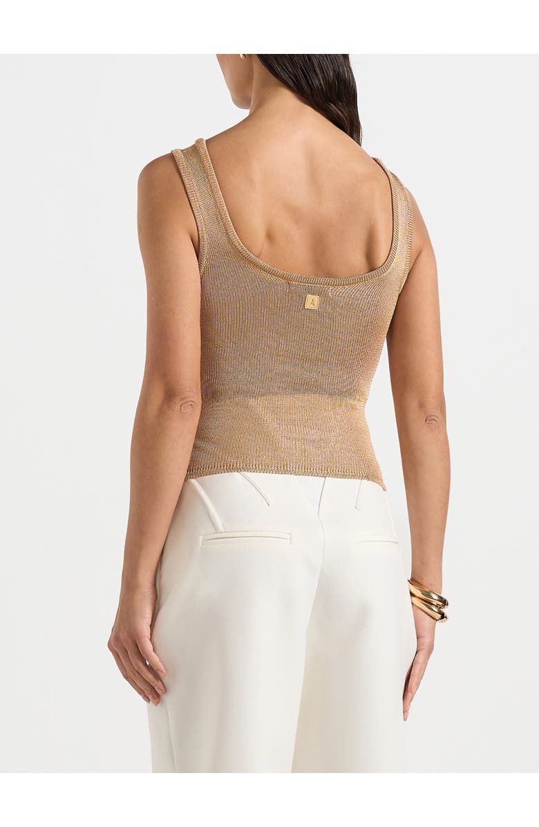 Manière De Voir Pippa Pointelle Knitted Vest With Knot Button, Alternate, color, Gold