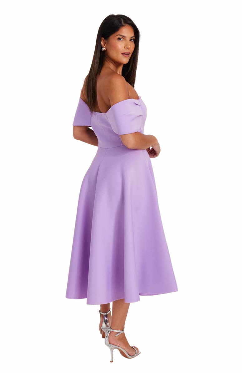 QUIZ Bonded Scuba Knit Bardot Skater Dress, Alternate, color, 