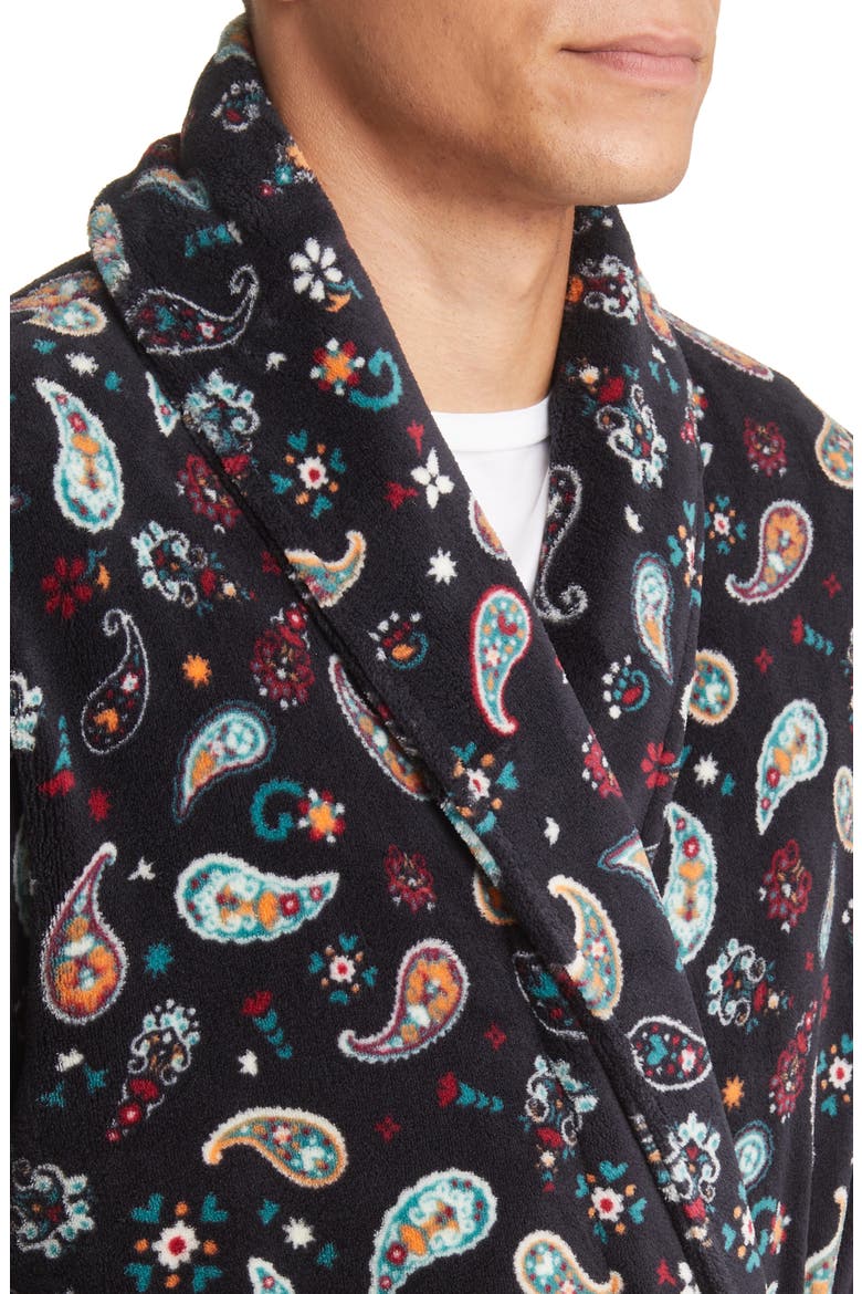 Paisley Fleece Robe, Alternate, color, BLACK PAISLEY
