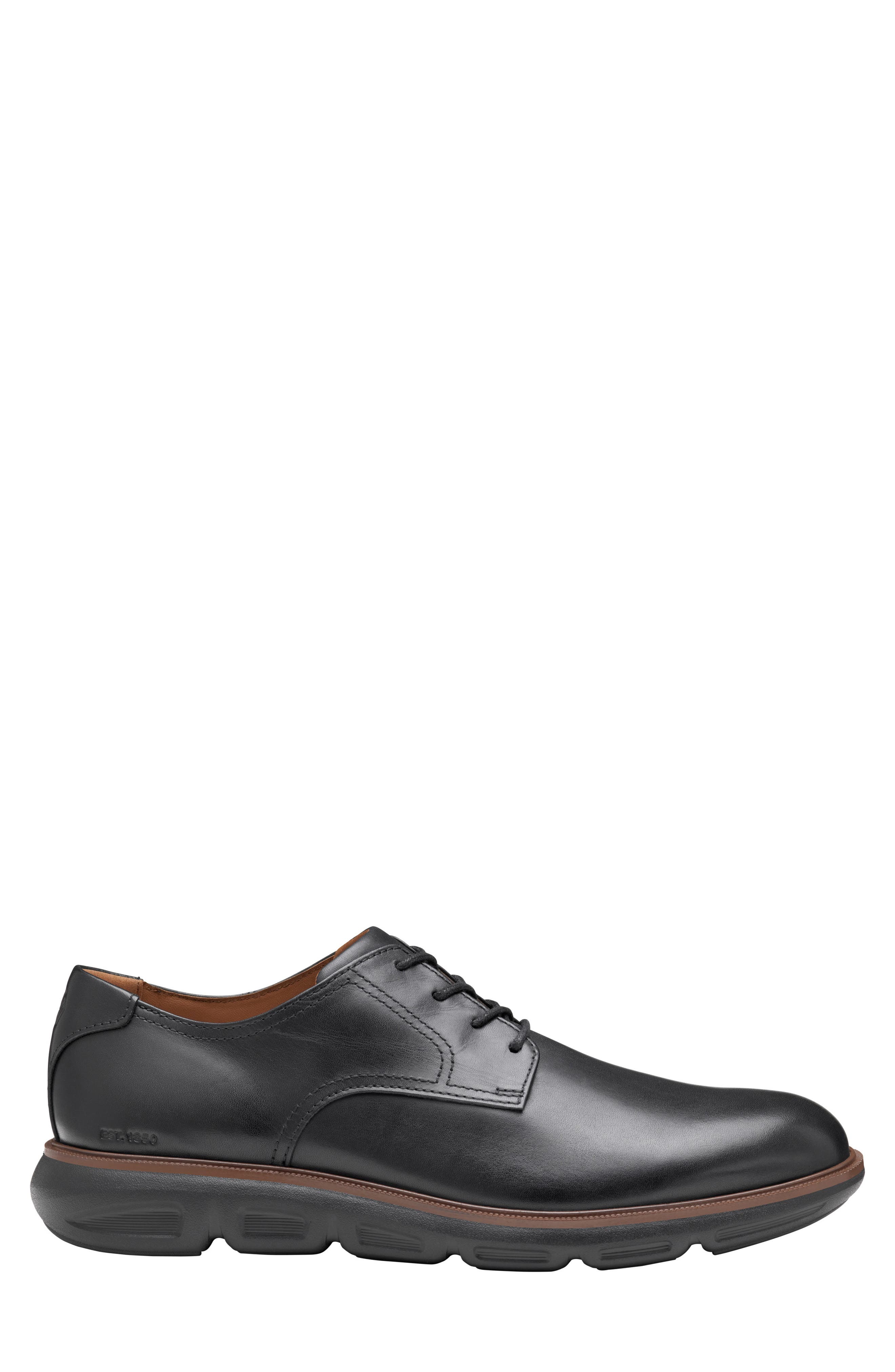 Johnston & Murphy Larkin Plain Toe Derby, Alternate, color, Black Italian Calfskin