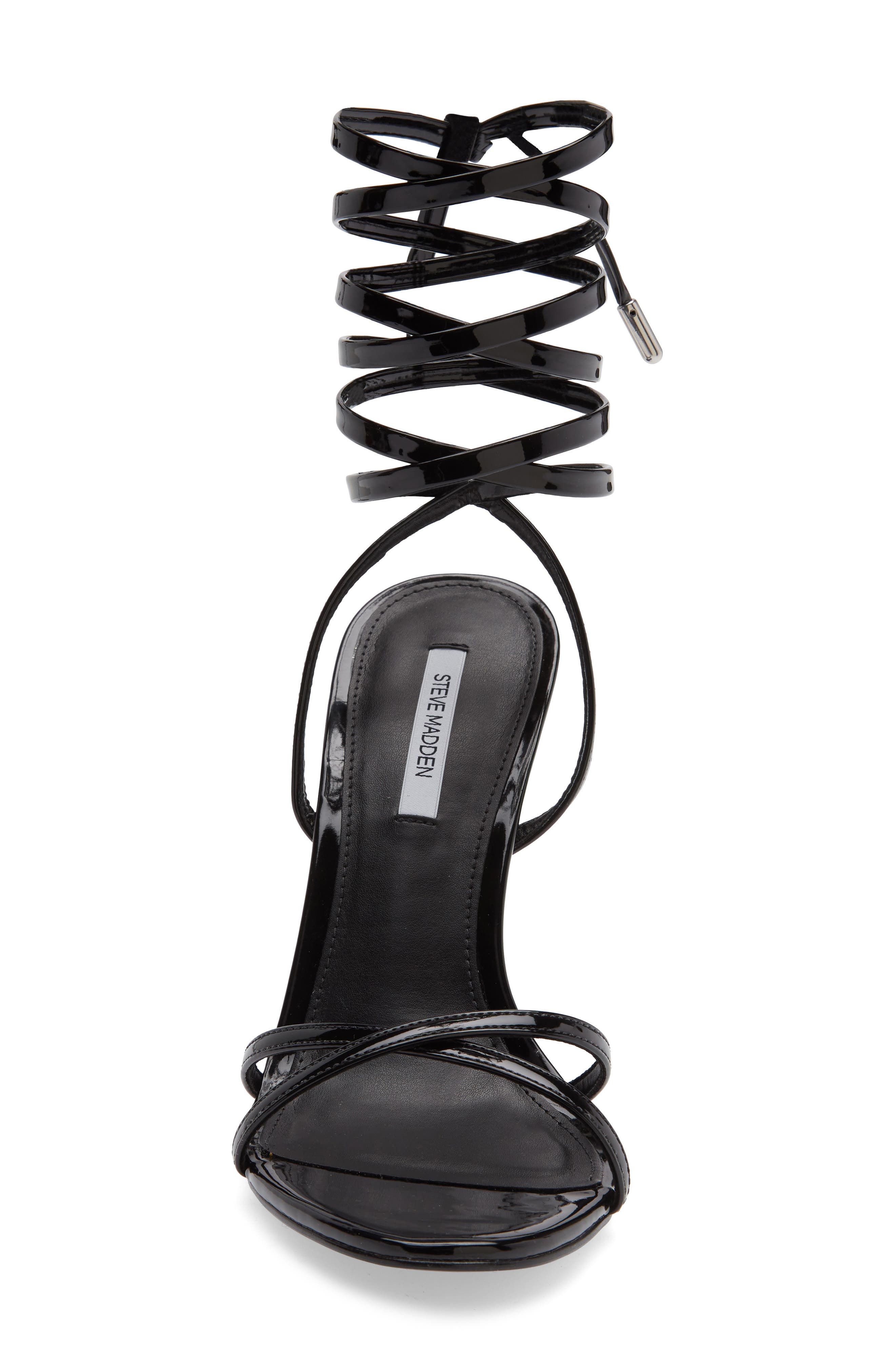 Steve Madden Neri Wrap Heeled Sandal, Alternate, color, Black Patent