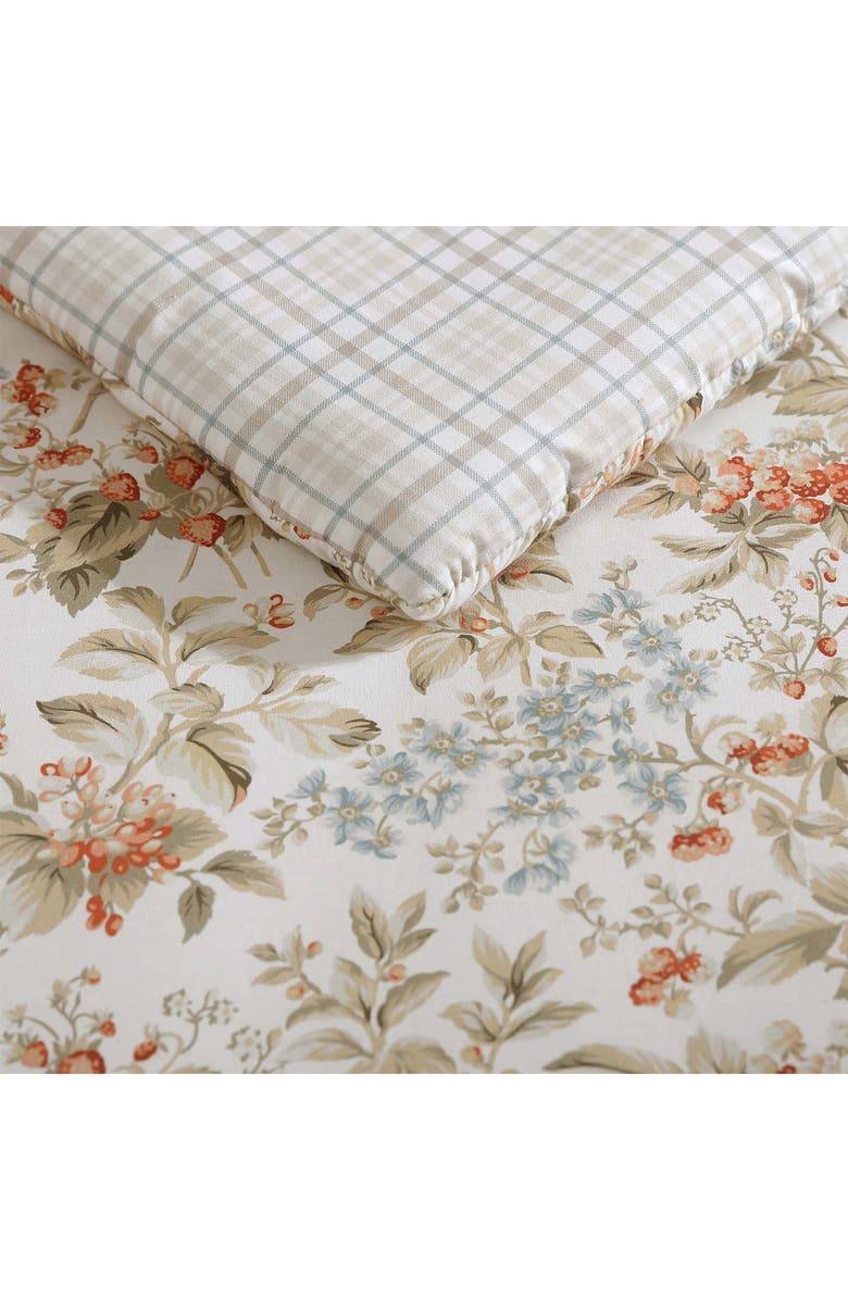 Laura Ashley Cotton 3-Piece Comforter & Sham Quilt Set, Alternate, color, Persimmon/ Wheat