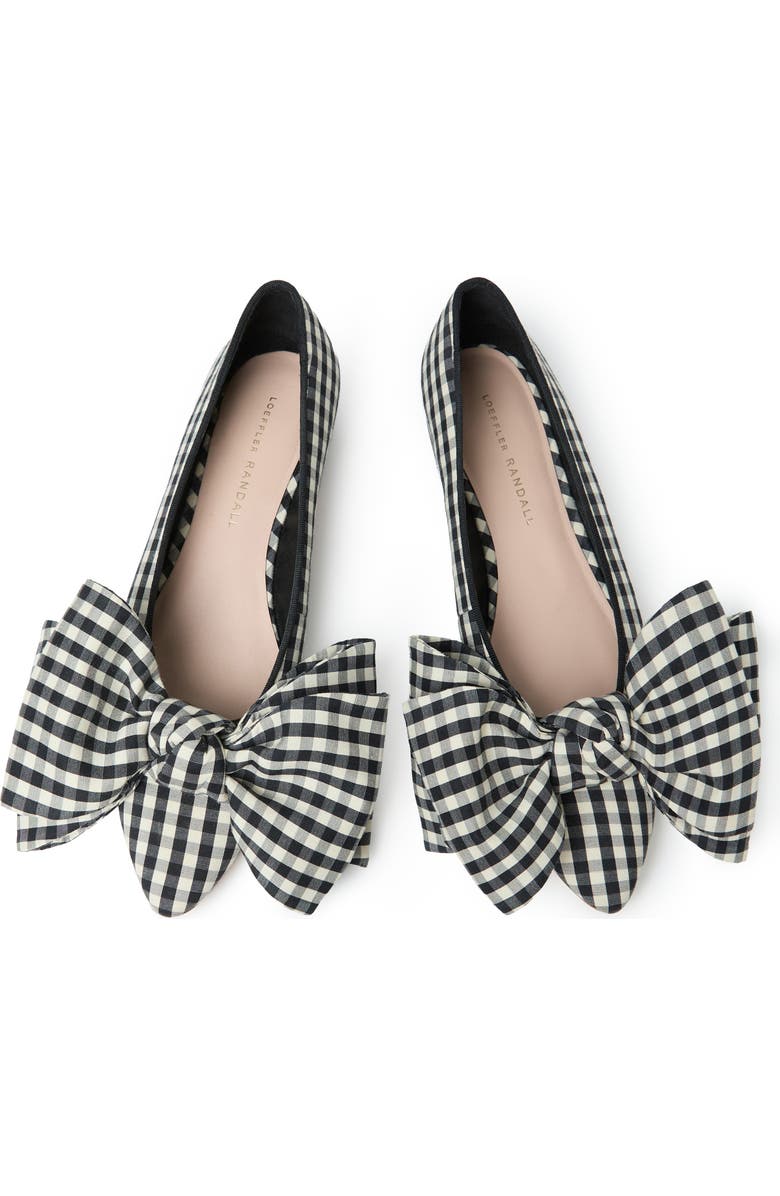 Loeffler Randall Noa Bow Flat, Alternate, color, Black/ White Gingham