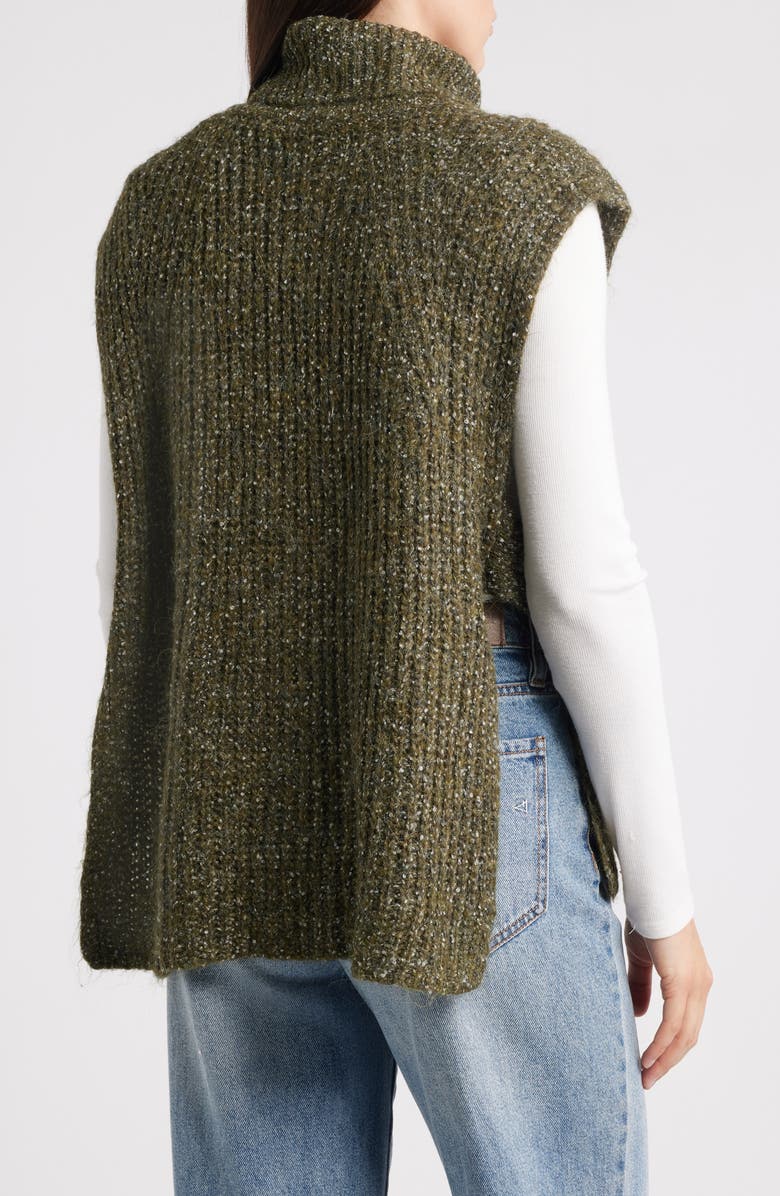 Wit & Wisdom Turtleneck High Low Sweater Vest, Alternate, color, Heather Grape Leaf