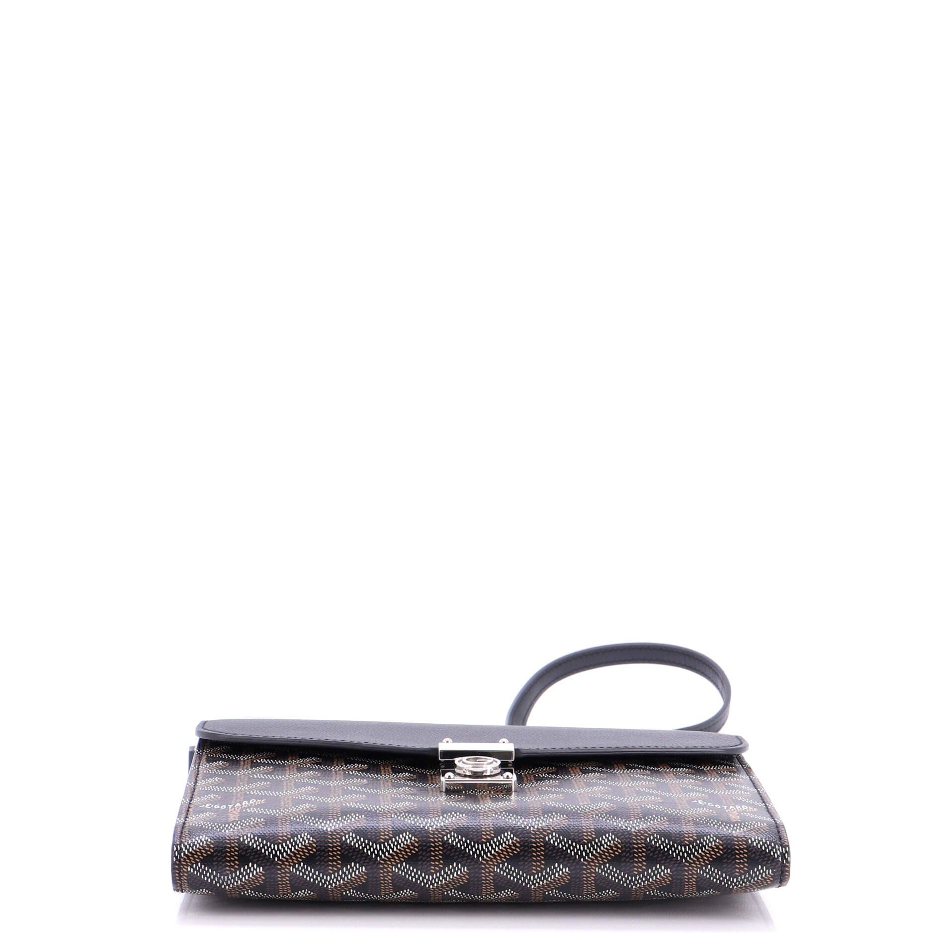 Pre-Owned Goyard Chypre Wallet on Strap Coated Canvas with Leather, Alternate, color, Black