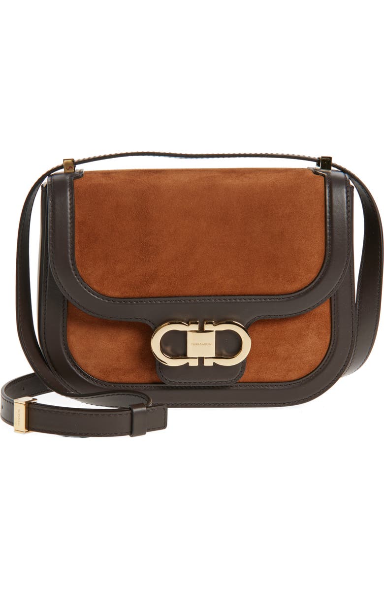 FERRAGAMO X-Small Double Gancio Crossbody Bag, Main, color, Natural Resort/ Testa Di Moro