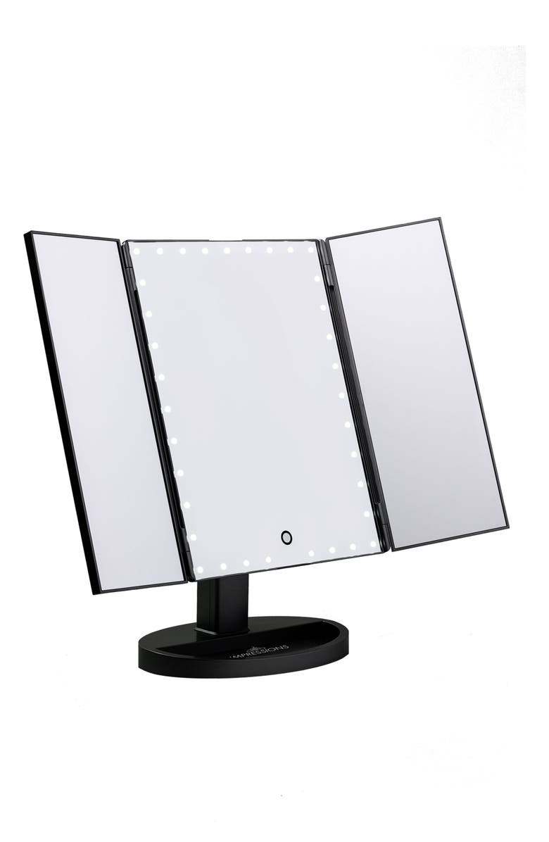 Impressions Vanity Co. Touch Trifold XL Dimmable LED Makeup Mirror, Main, color, 