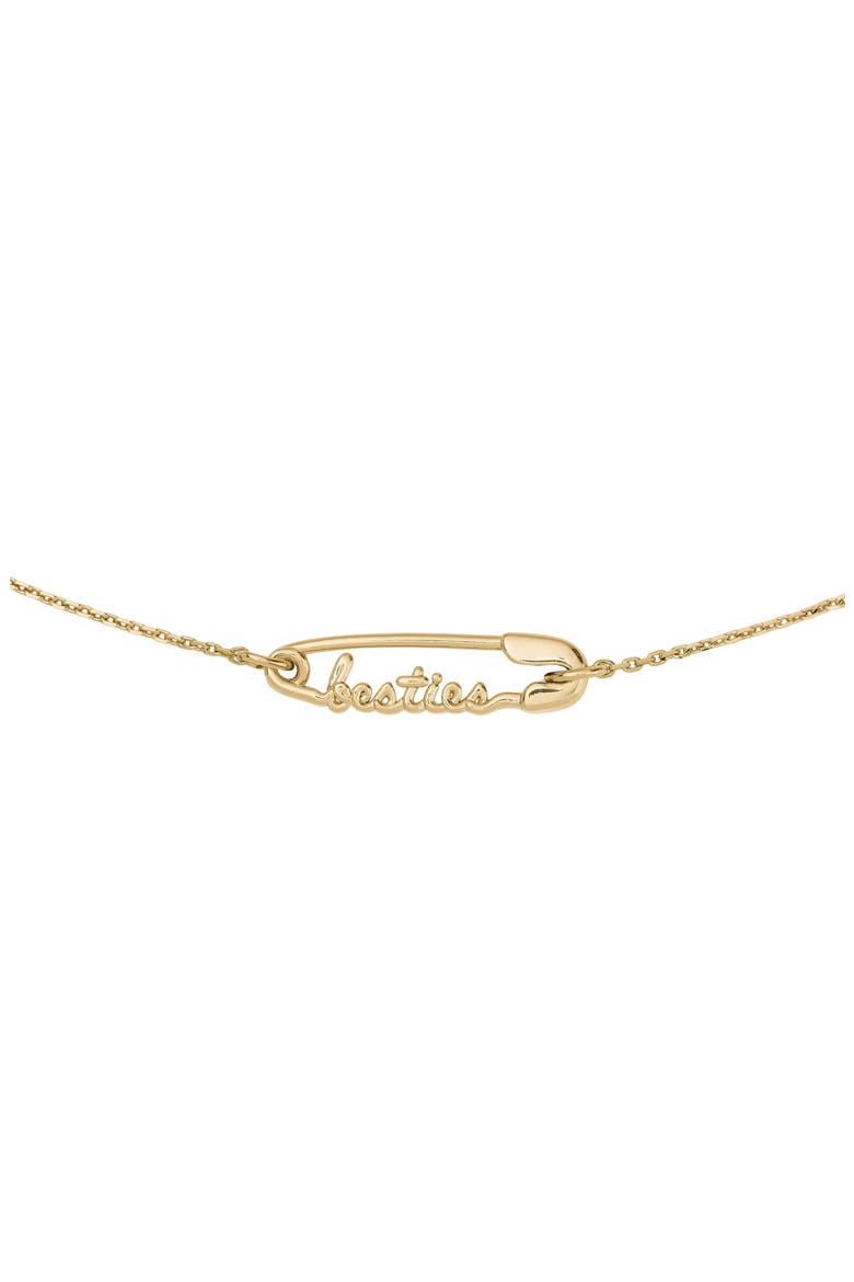 best friends safety pin charm bracelet, Main, color, GOLD